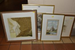 THREE LATE 20TH CENTURY PICTURES, comprising a Jamie Bruce Lockhart watercolour 'Beach Huts and