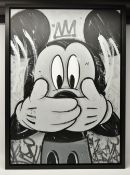 MR OREKE (FRANCE 1986) 'BE QUIET - GREY SHADES', Mickey Mouse with his hands over his mouth,