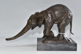 AFTER REMBRANDT BUGATTI (ITALIAN, 1884-1916) 'BEGGING ELEPHANT', a bronze figure of an elephant