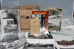 A BOX OF ASSORTED RAILWAY INTEREST ITEMS to include a group of British Railways Mechanical board