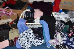 SEVEN BOXES OF ASSORTED WOMEN'S CLOTHES to include a box of jumpers from various manufacturers to