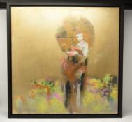 ALEXANDER RHYS (BRITISH CONTEMPORARY) 'GEISHA'S MOMENT', a stylised stencil portrait of a Geisha,