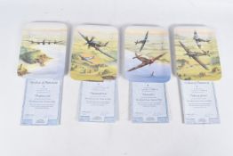 FOUR DAVENPORT POTTERY BATTLE OF BRITAIN FLIGHT coloured plates for display complete with