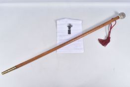 AN EARLY VICTORIAN CIRCA 1850 CERAMONIAL WALKING CANE, this is believed to be European and the white