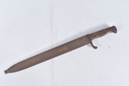 A WWI ERA GERMAN BUTCHER BAYONET MADE BY FRISTER & ROSSMANN OF BERLIN, the blade is heavily marked