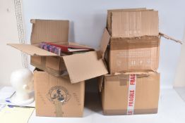 LARGE UNTIDY COLLECTION OF STAMPS IN FOUR BOXES WITH SOME GB MINT FACE VALUE, and a quantity of