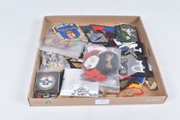 BOX CONTAINING A SELECTION OF BRITISH AND CONTINENTAL MILITARY PATCHES,FLASHES, UNIT DESIGNATIONS,