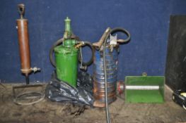 A COLLECTION OF VINTAGE OIL AND STIRRUP PUMPS by Tecalemii and C.C.Wakefield etc (4)
