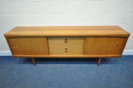 HENRY WALTER KLEIN (H.W.KLEIN) FOR BRAMIN MOBLER, A MID-CENTURY TEAK SIDEBOARD, with rounded open