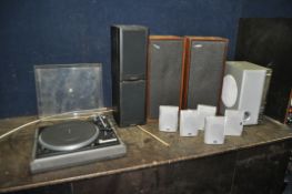 A DUAL 505 TURNTABLE with a detached Ortofon cartridge and a cracked lid, a pair of Mission