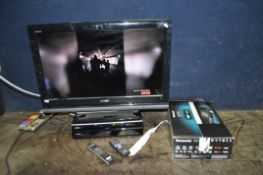 A SONY KDL 32V4000 32in TV with remote, a Panasonic DMP-UB700EK Blu-ray player with original