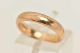 A 9CT GOLD POLISHED BAND RING, approximate band width 4.1mm, hallmarked 9ct Birmingham, ring size