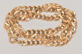A 9CT GOLD FLAT CURB LINK CHAIN NECKLACE, fitted with a spring clasp, hallmarked 9ct Sheffield,