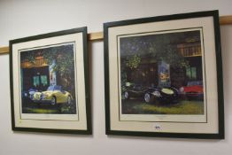 BARRY ROWE (1938-2022) TWO SIGNED LIMITED EDITION JAGUAR CAR PRINTS, comprising 'Cats Napping'