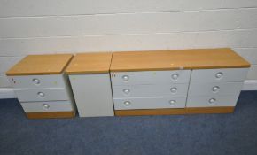 A STAG THREE PIECE BEDROOM SUITE, comprising a chest of six drawers, length 137cm x depth 44cm x
