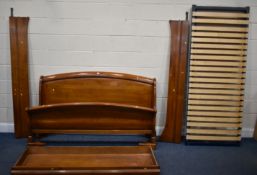 BRIGITTE FORESTIER, A CHERRYWOOD 5FT SLEIGH BED, with a single drawer, side rails and two loose
