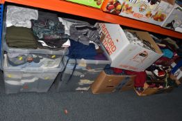 EIGHT BOXES OF LADIES' CLOTHING AND ACCESSORIES, to include dresses, tops, trousers, knitwear,
