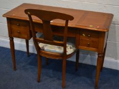 BRIGITTE FORESTIER, A CHERRYWOOD DRESSING TABLE, with five drawers, on turned legs, one key, width