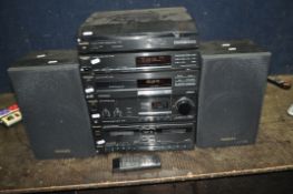 A TECHNICS HI FI AND MATCHING SPEAKERS with remote comprising of a SL-J90 turntable, a SL-PJ25 CD