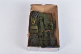 A QUANTITY OF UNBOXED ASSORTED PLAYWORN DINKY AND OTHER MILITARY VEHICLES, to include Dinky Toys
