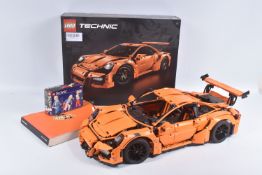 A BUILT LEGO TECHNIC 1:8 SCALE PORSCHE 911 T3 RS MODEL, numbered 42056, appears largely complete