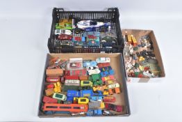 A QUANTITY OF UNBOXED ASSORTED PLAYWORN DIECAST VEHICLES, to include Corgi Toys Austin Mini Police