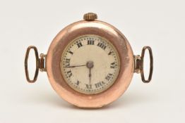 A 9CT GOLD 'ROLEX' HALF HUNTER WATCH HEAD, hand wound movement, round dial, unsigned, Roman