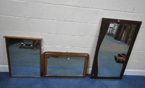 THREE MIRRORS, varying in shape, size, style, timber, etc, largest 119cm x 67cm, condition report: