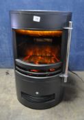 A MODERN CYLINDRICAL ELECTRIC FIREPLACE, diameter 41cm x height 65cm, PAT pass and working