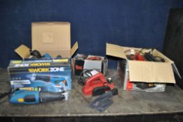 A SELECTION OF POWER TOOLS, comprising a Workzone circular saw and reciprocating saw (both show