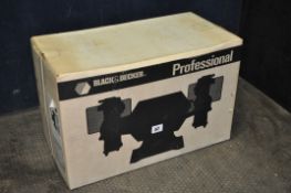 A BOXED BLACK & DECKER PROFESSIONAL P7505 150MM BENCH GRINDER, box opened but appears never unboxed,