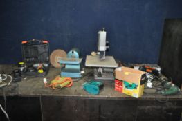 A COLLECTION OF POWER TOOLS, including a Challenge detail sander and 1/2 sheet sander, a Bosch