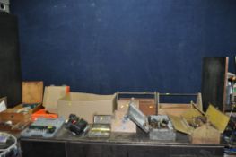 SEVEN BOXES CONTAINING VINTAGE TOOLS, including spanners, podgers, hammers, chisels, 'Yankee' and