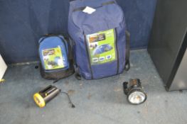 A HALFORDS FAMILY TENT PACK, including a four person tent in bag, a Halfords Cookset in bag, and two