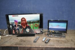 A DIGIHOME 32278HDDLED 32in TV, with remote, an Alba 16in tv with remote, and a Tevion DVD player