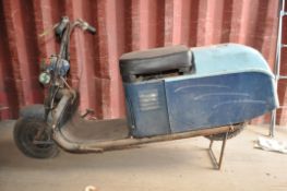 A 1947 SWALLOW GADABOUT MOTOR SCOOTER FOR RESTORATION with a 125cc petrol engine, no keys, no V5C