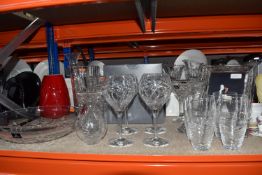 A GROUP OF CUT CRYSTAL GLASSWARE, comprising four Jasper Conran tumblers by Waterford Crystal, a 5''