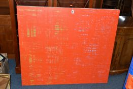 VIRGINIA BODMAN (BRITISH 1954) 'OBLITERATION 7', an abstract study of red horizontal and vertical