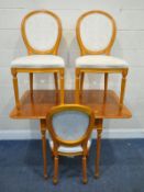 A REPRODUCTION YEW WOOD PEMBROKE TABLE, with a single frieze drawer, raised on cylindrical tapered