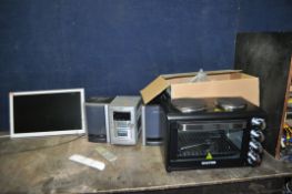 THREE ITEMS OF HOUSEHOLD ELECTRICALS comprising of a Salter Mini oven, an Aiwa mini Hi Fi with