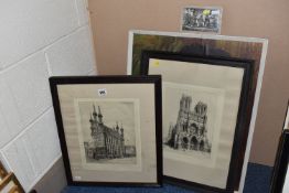 MABEL CATHERINE ROBINSON (1875-1953) TWO MONOCHROME DRYPOINT ETCHINGS, comprising of 'Leuven Town