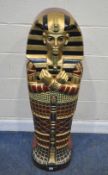 A CD RACK IN THE FORM OF TUTANKHAMUN SARCOPHAGUS, height 121cm, some scuffs to finish, general signs