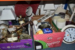 THREE BOXES AND LOOSE MISCELLANEOUS ITEMS to include a Chinese scrimshaw style tea pot with an