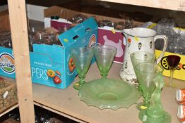 FIVE BOXES AND LOOSE CERAMICS AND GLASSWARE, to include dinnerware and tea ware, include an orange
