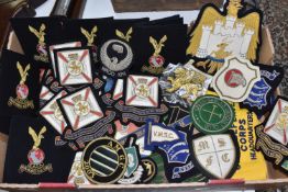 ONE BOX OF 55 CLOTH BADGES from the Military, Sports Clubs, Councils, Enviromental Groups, Colleges,