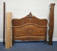 A 20TH CENTURY FRENCH 4FT6 BEDSTEAD, condition report: side rails, slats, bolts, later slats, marks,