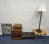 A MID CENTURY TEAK ARNOLD SEWING BOX, with a hinged lid and a single drawers, raised on castors,
