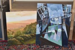 RONALD K. MOORE (BRITISH 20TH /21ST CENTURY) 'AUTUMN SUNSET 2' a landscape of trees to the