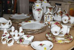 FORTY TWO PIECES OF ROYAL ALBERT 'OLD COUNTRY ROSES' TEA AND DINNERWARE ETC comprising a teapot (