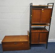 A STAPLES LADDERAX MODULAR UNIT, with two uprights, two double door sections, a fall front sections,